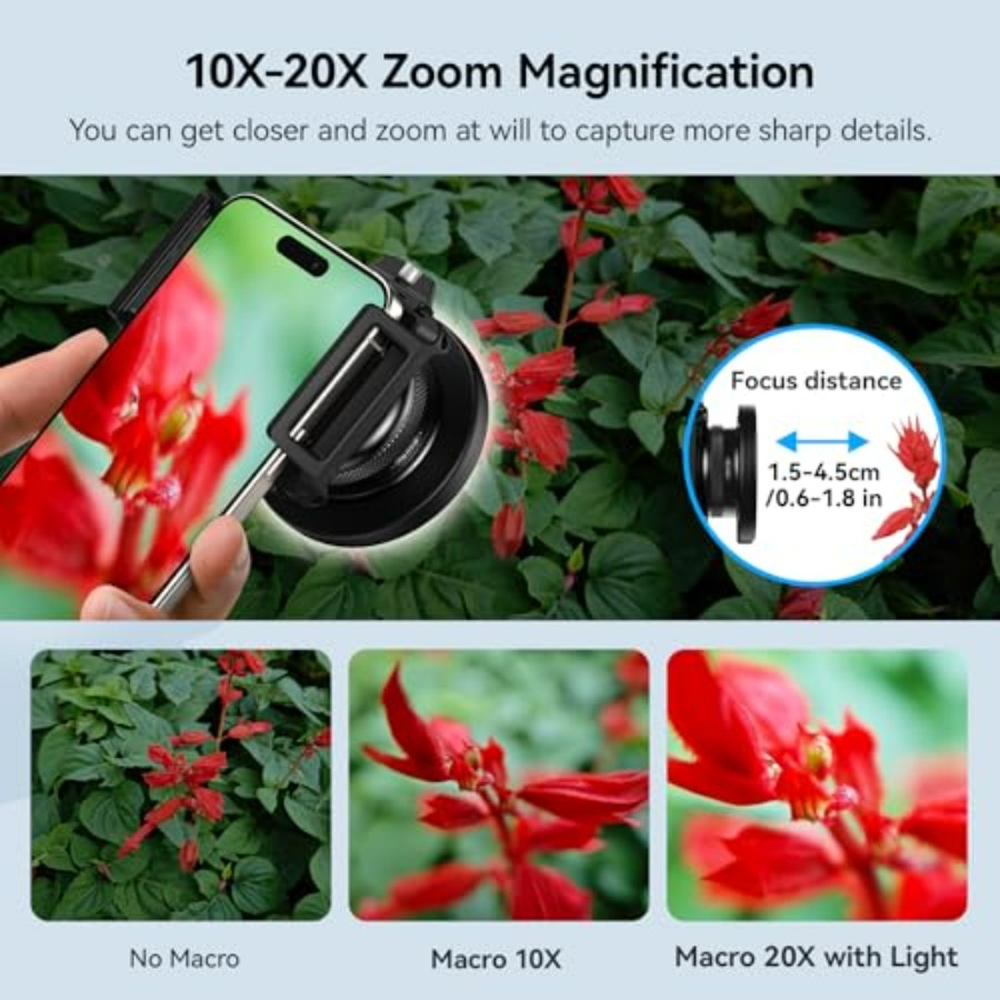 APEXEL 10-20X Macro Lens for i - Photography Lighting Angles recensie en prijs
